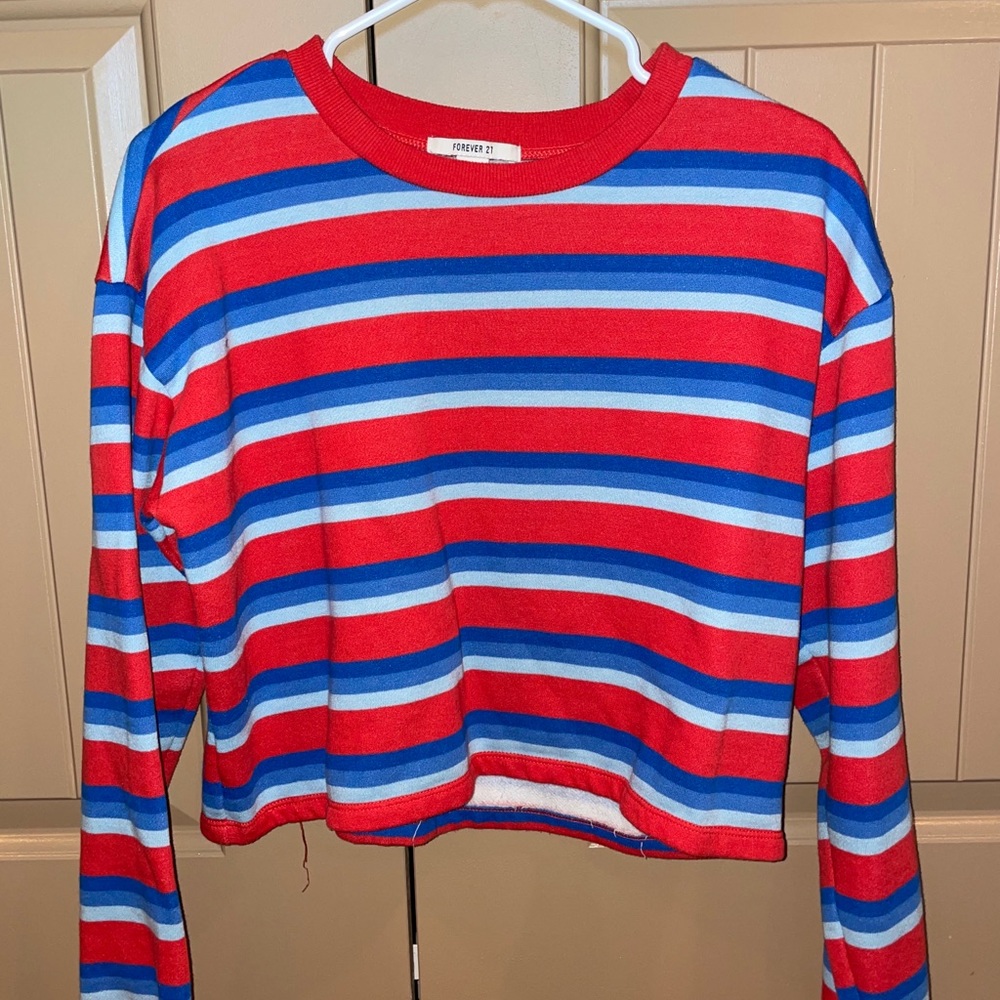 Striped Long Sleeve Crop